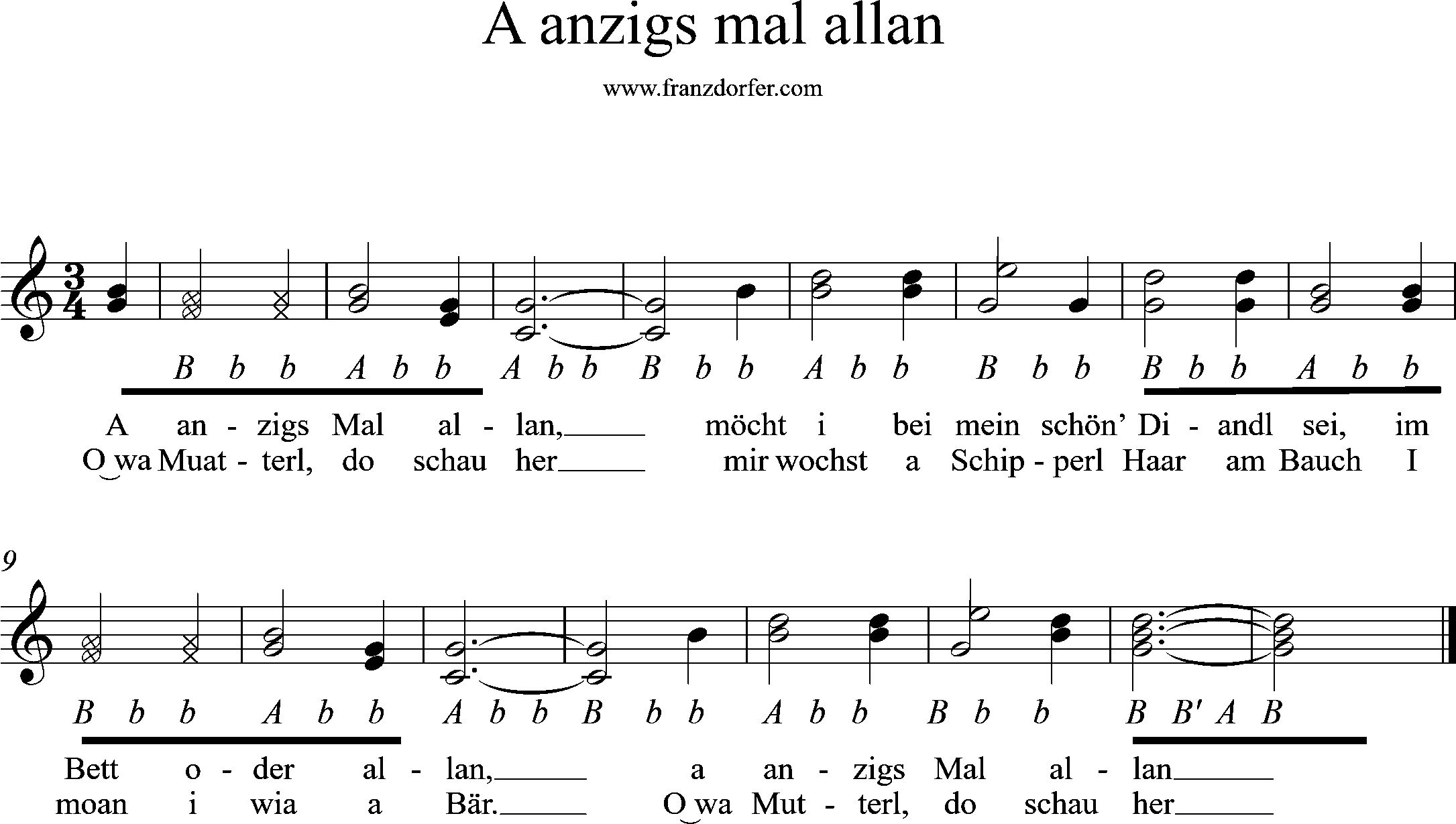 A anzigs mal allan-Griffschrift A anzigs mal allan-Griffschrift für steirische harmonika